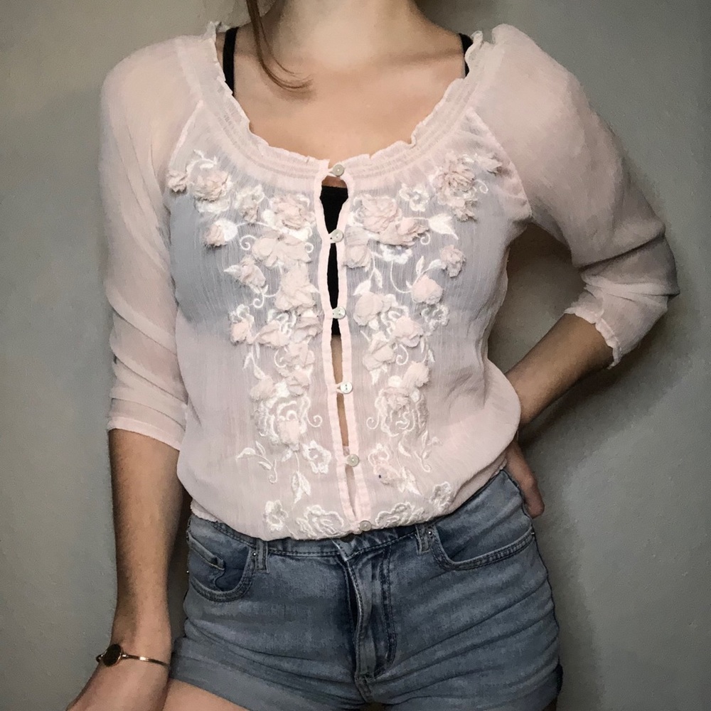 A&F Blush Pink Floral Top